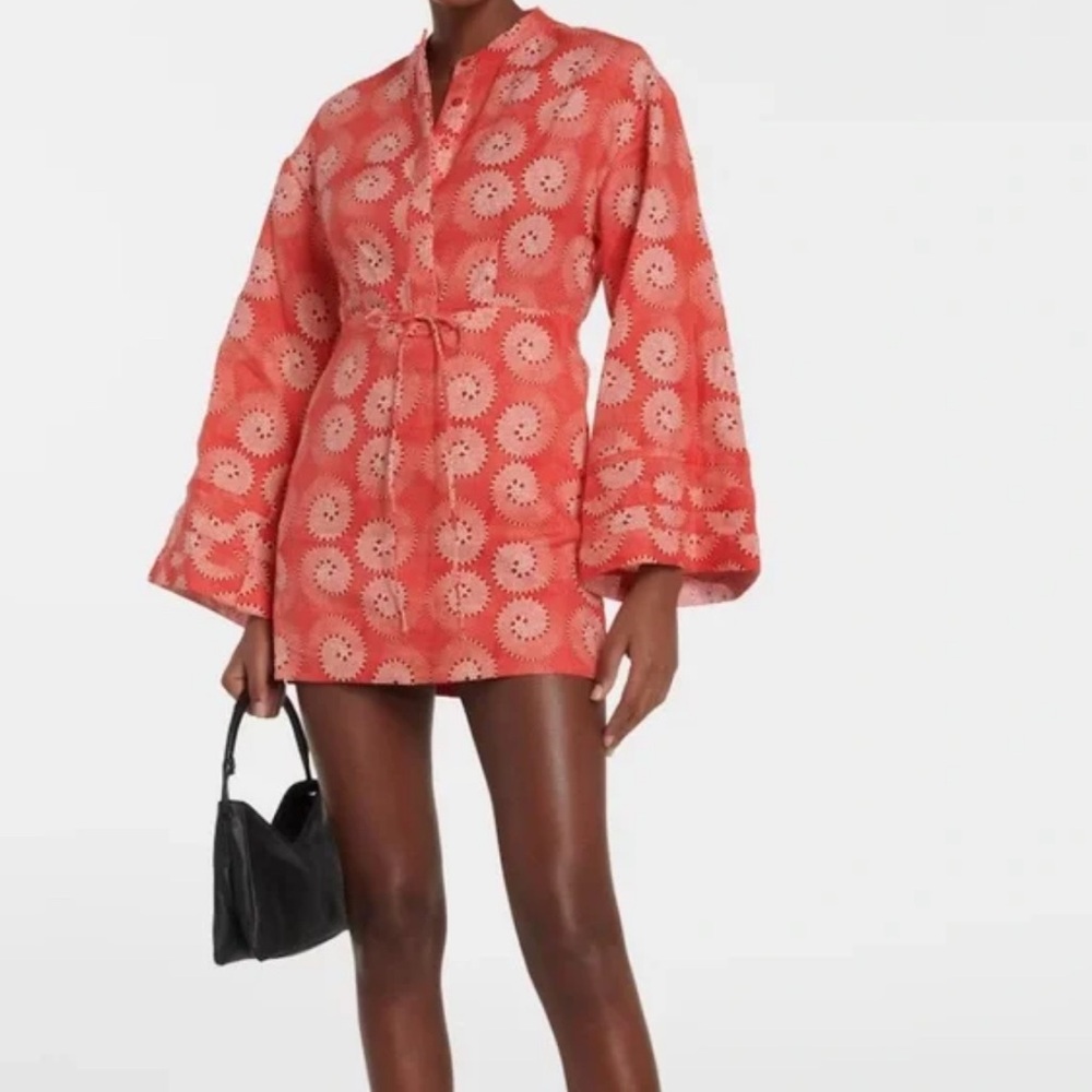 STAUD Coral Eyelet Mini Dress